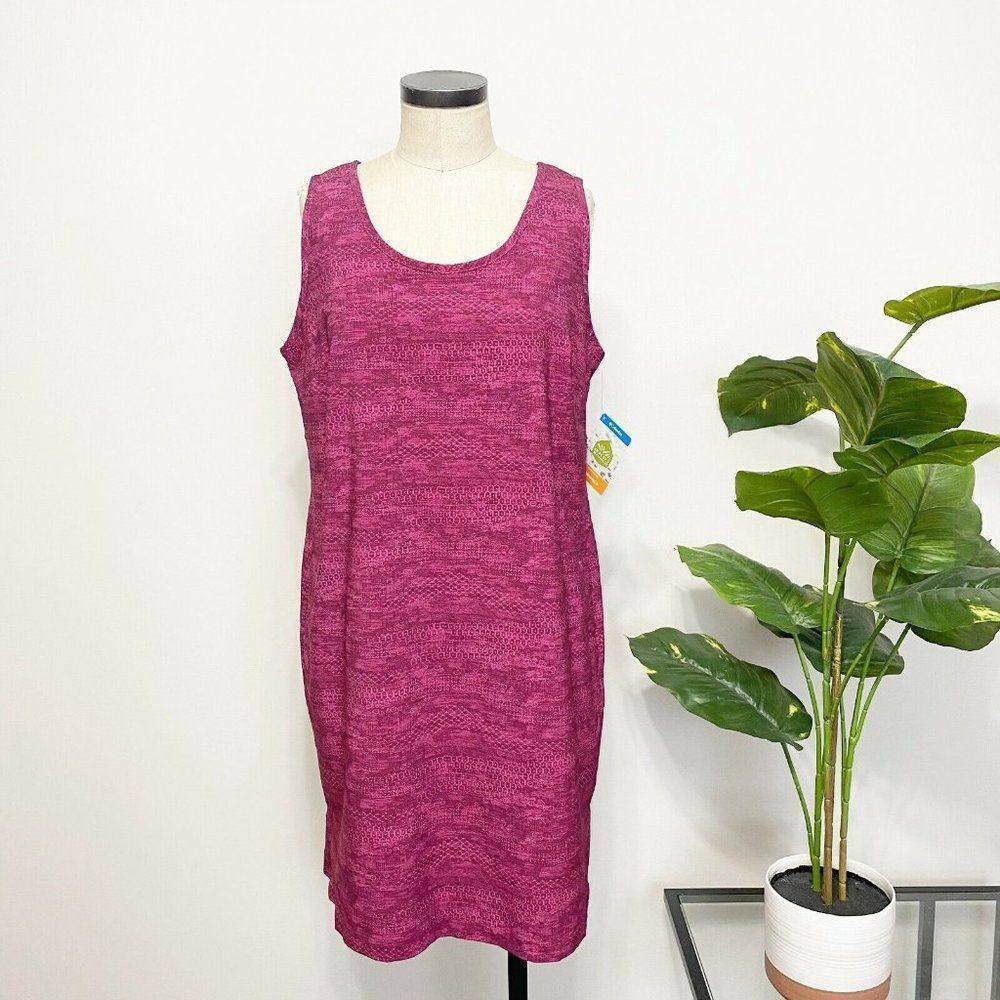 NEW Columbia Anytime Casual Tank Dress II Large Wine Berry Pink Omni Shield